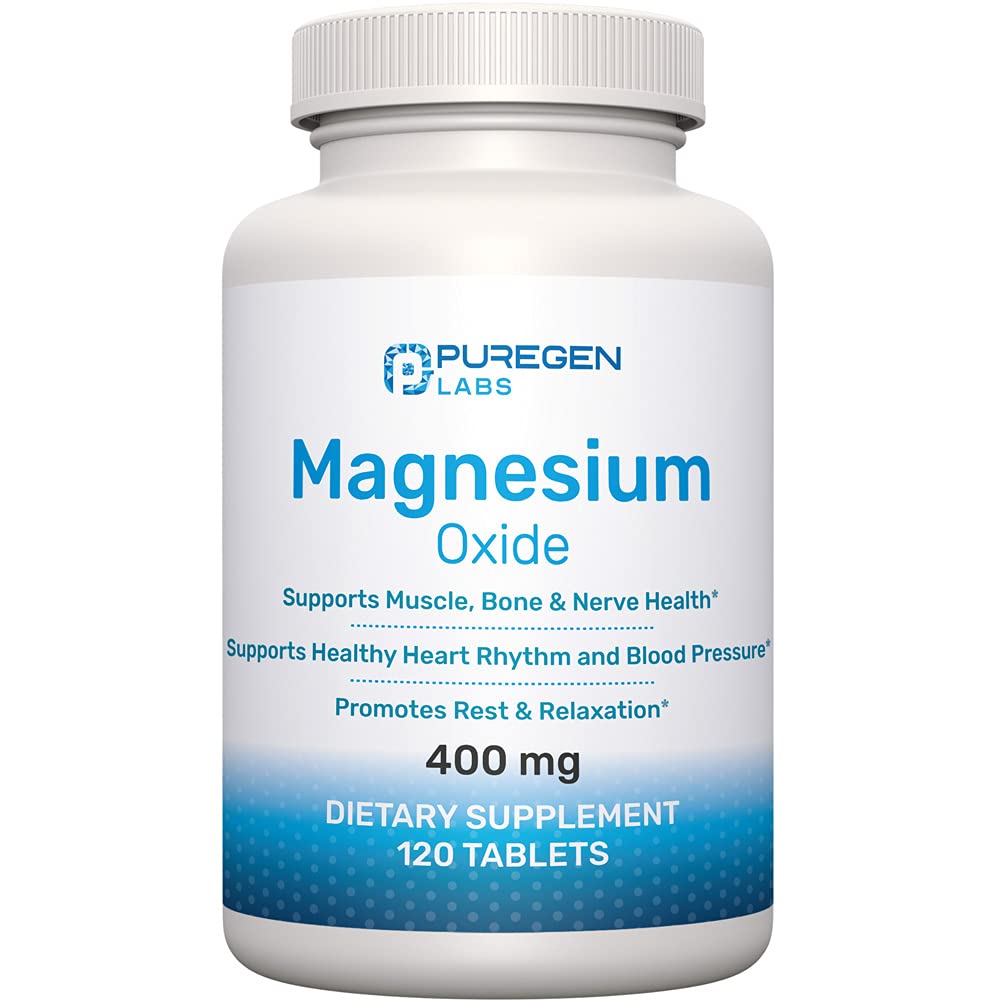 Magnesium 400mg [høj potens] Supplement - Magnesiumoxid til immunforsvar, muskelgenfinding, ben kramper og afslapning 120 tabletter