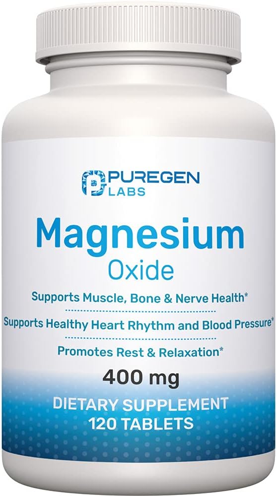 Magnesium 400mg [høj potens] Supplement - Magnesiumoxid til immunforsvar, muskelgenfinding, ben kramper og afslapning 120 tabletter