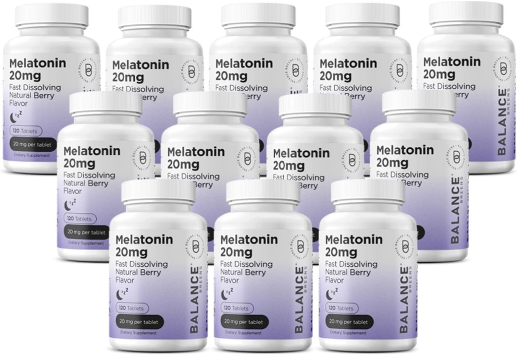 Balancebreens Melatonin 20mg hurtigt opløses tabletter - høj potens, hurtigt fungerende, Natural Sleep Support - Søvnstøtte til voksne - non-groggy, drug- fri formel - 120 sovepiller