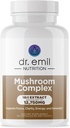 DR. EMIL NUTRITION 10 Mushroom supplement til mental Klarhed, Focus & Immunsupport - Functional Mushroom Nootrop supplement med Lions Mane Extract, Cordyceps, Tyrkiet Tail & Mere
