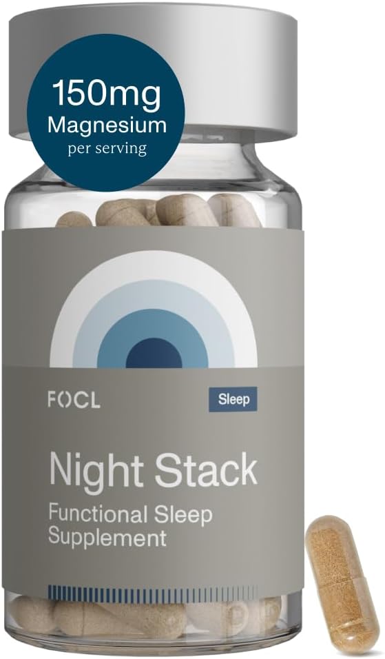 FOCL Rastful Night Magnesium Sleep Supplement - Natural Sleep Aid, Melatonin Free, No Grogginess, Calm - Magnesium Supplement til retablering søvn med Ashwagandha - Vegan, Non GMO, Cruelty Free