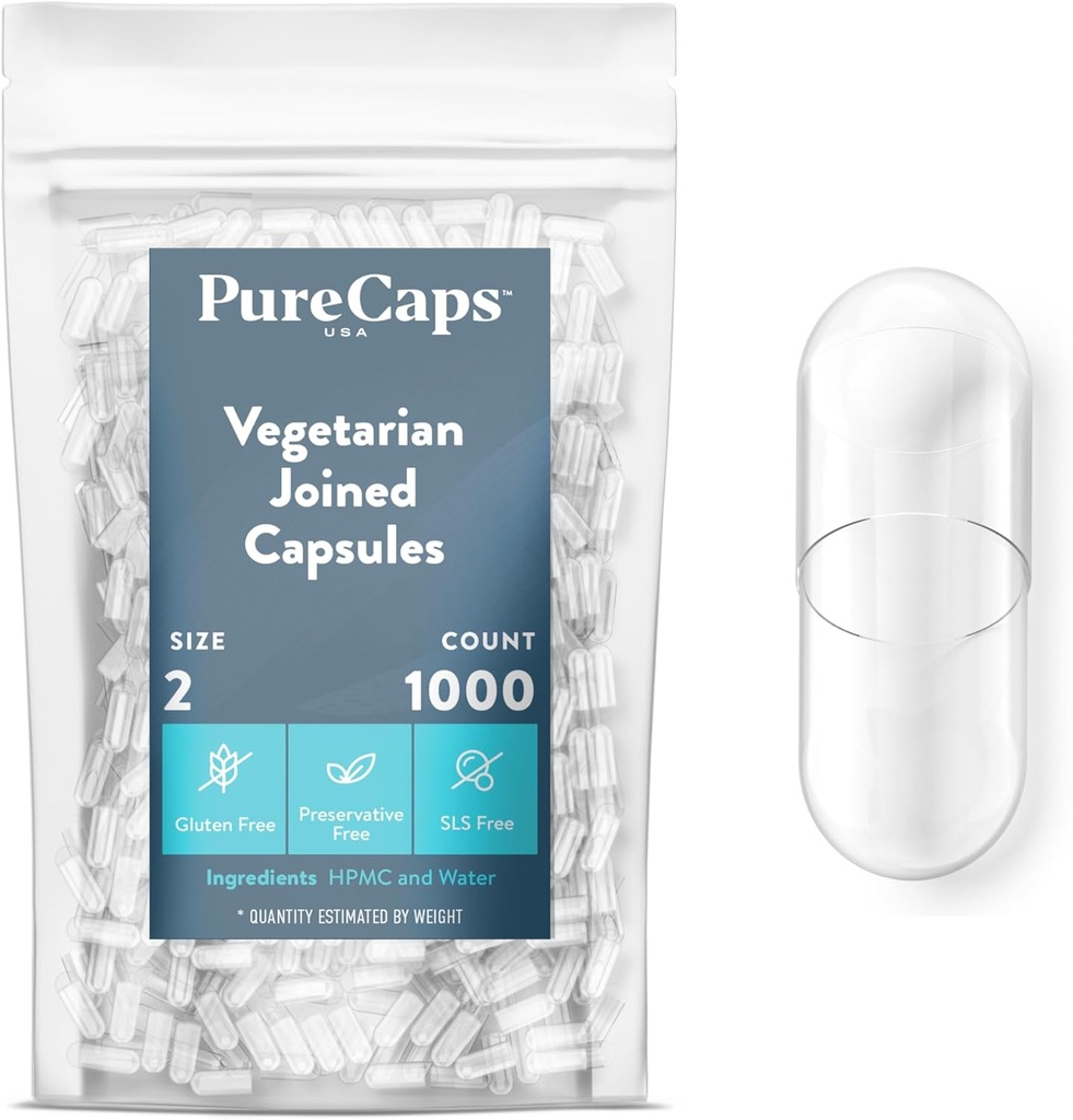 PureCaps USA - Tom vegetar Vegan Pille Kapsler Størrelse 2; 124; 1.000 Forenede Pills