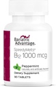 Bariatric Advantage B- 12 Speedy Melts, Vitamin B12 1000 mcg Supplement, Hurtig smeltning med 200 mcg folsyre til ernæringsstøtte - pebermynte, 90 Greve