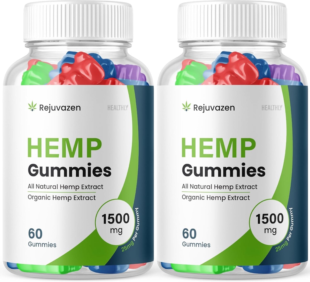 (2 Pack) Rejuvazen Gummies - Official Formel - Rejuvazen Hamp Gummies Blood Pressure Sugar Formel 300mg, Rejuvazen Gummies High Potency Blend Big Size Gummies 25mg Per Gummy 1500mg (120 Gummies)
