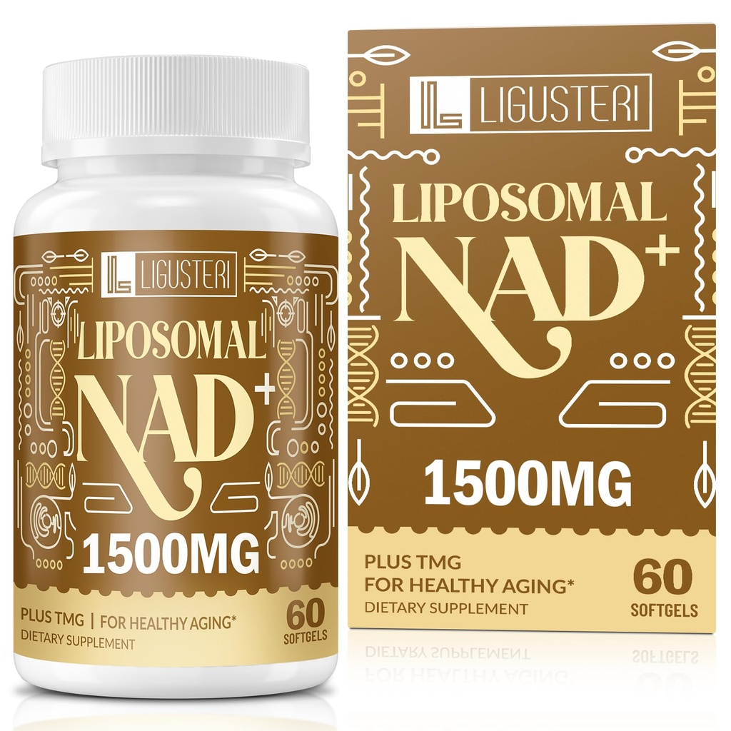 1500 MG Liposomal NAD +, 98% + Absorption, NAD + Supplement til Kvinder & Mænd med TMG, for Aging Defense, Cellular Energy, Heart & Brain Function, Longevity, 60 Softgels