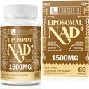 1500 MG Liposomal NAD +, 98% + Absorption, NAD + Supplement til Kvinder & Mænd med TMG, for Aging Defense, Cellular Energy, Heart & Brain Function, Longevity, 60 Softgels