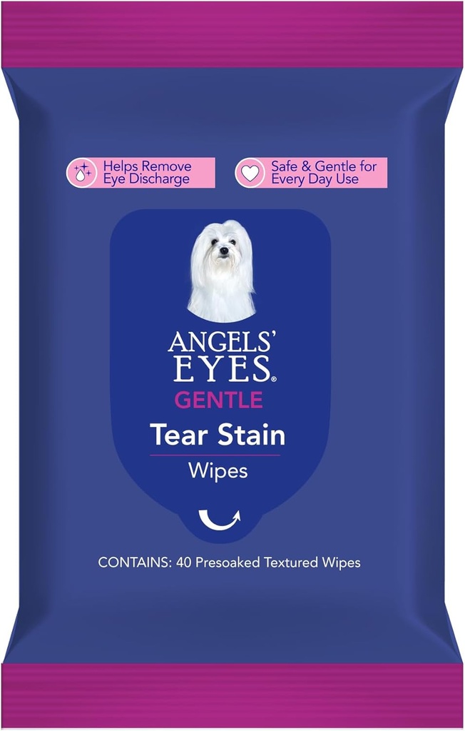 ANGELS 'Eyes Face, Eye & Paw Cleansing & Tear Stain Wipe, Large 4 "x7" Hypoallergen hund & kat Wipes, Reducere Tear Stains, Dirt, og udledning, duft fri, 40 Greve