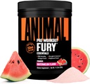 Animal Fury Pre Workout Powder - Watermelon, 350mg Koffein, BCAA Aminosyrer, 2g Beta Alanine, Citrullin & Tyrosine, Energy, Focus, Strength, Endurance, Fortræning for mænd og kvinder, 20 Servere