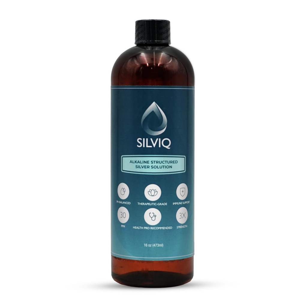 Structured Silver Water 30PPM - ph Balanced Alkaline Structure Sølv flydende opløsning Mineral supplement til naturlig immunforsvar - Forbedret wellness & Gut sundhed - 16 Oz (437ml)