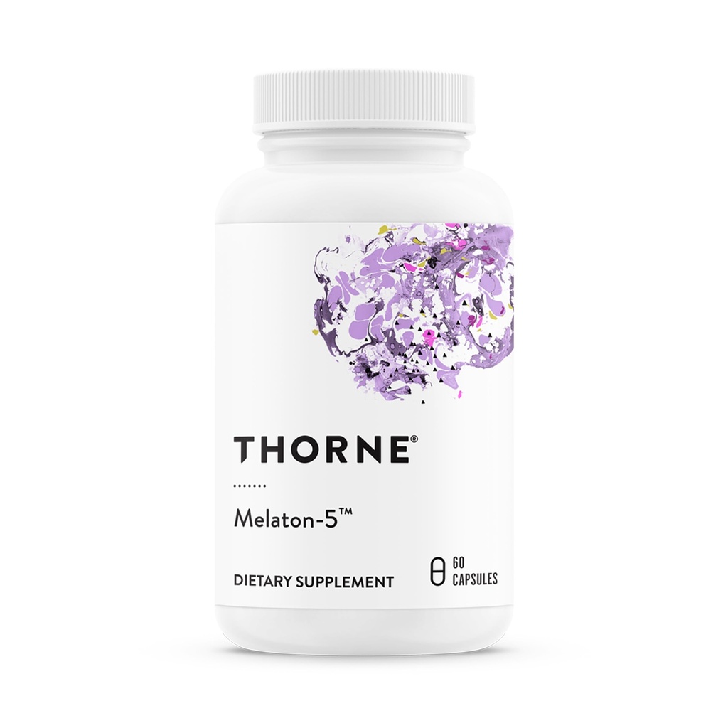 THORNE - Melaton- 5- 5 mg Melatonin Supplement - Understøtter normale circadian rhythms, rolig søvn og afslapning * - Third- Party Certified - Gluten, Dairy & Soy- Free - 60 kapsler