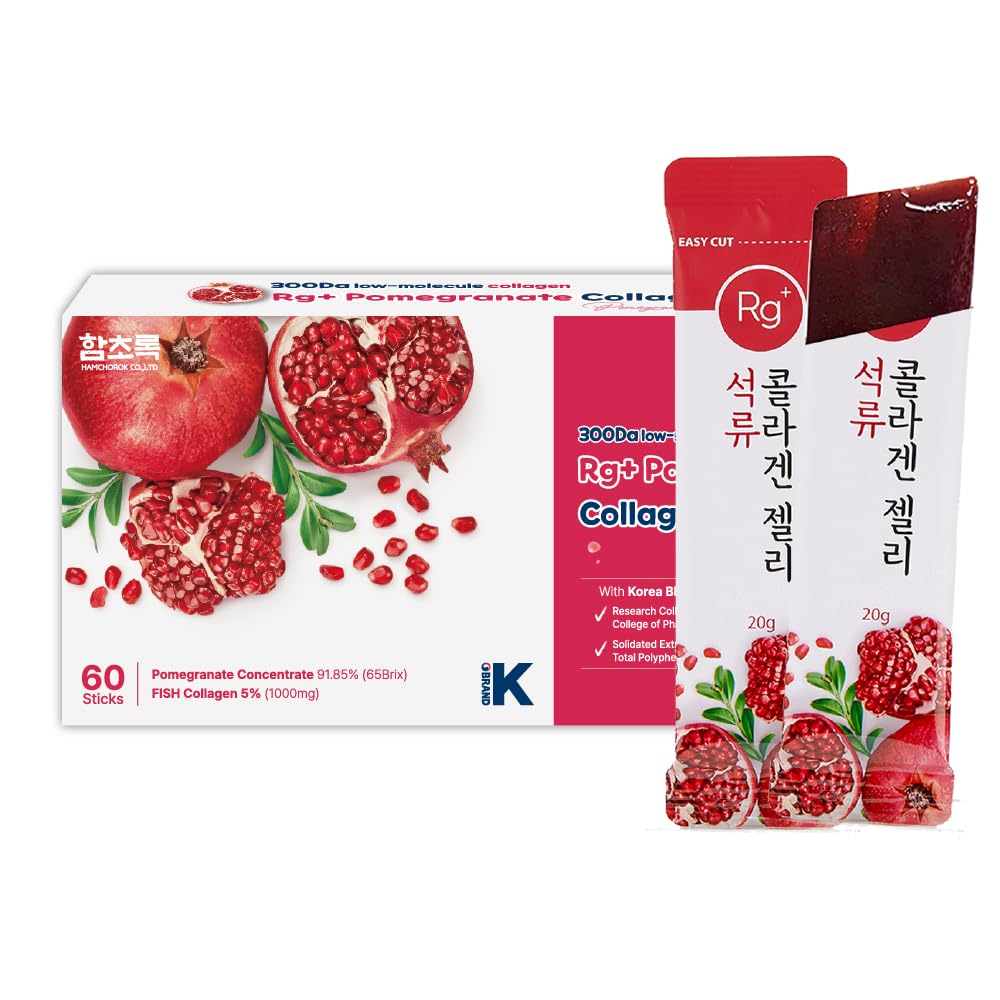 HAMCHOROK skal Rg + Anti- Aging koreansk - Beauty Pomegranat Collagen Jelly 20g x60 Stick / + Ginseng koncentrat + C-vitamin & E for immunforsvar, hud, hår, negle & fælles (60)