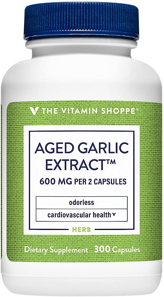Den Vitamin Shoppe Odorless Lagret hvidløg ekstrakt - Understøtter hjerte-kar-sundhed - 600 MG (300 kapsler)
