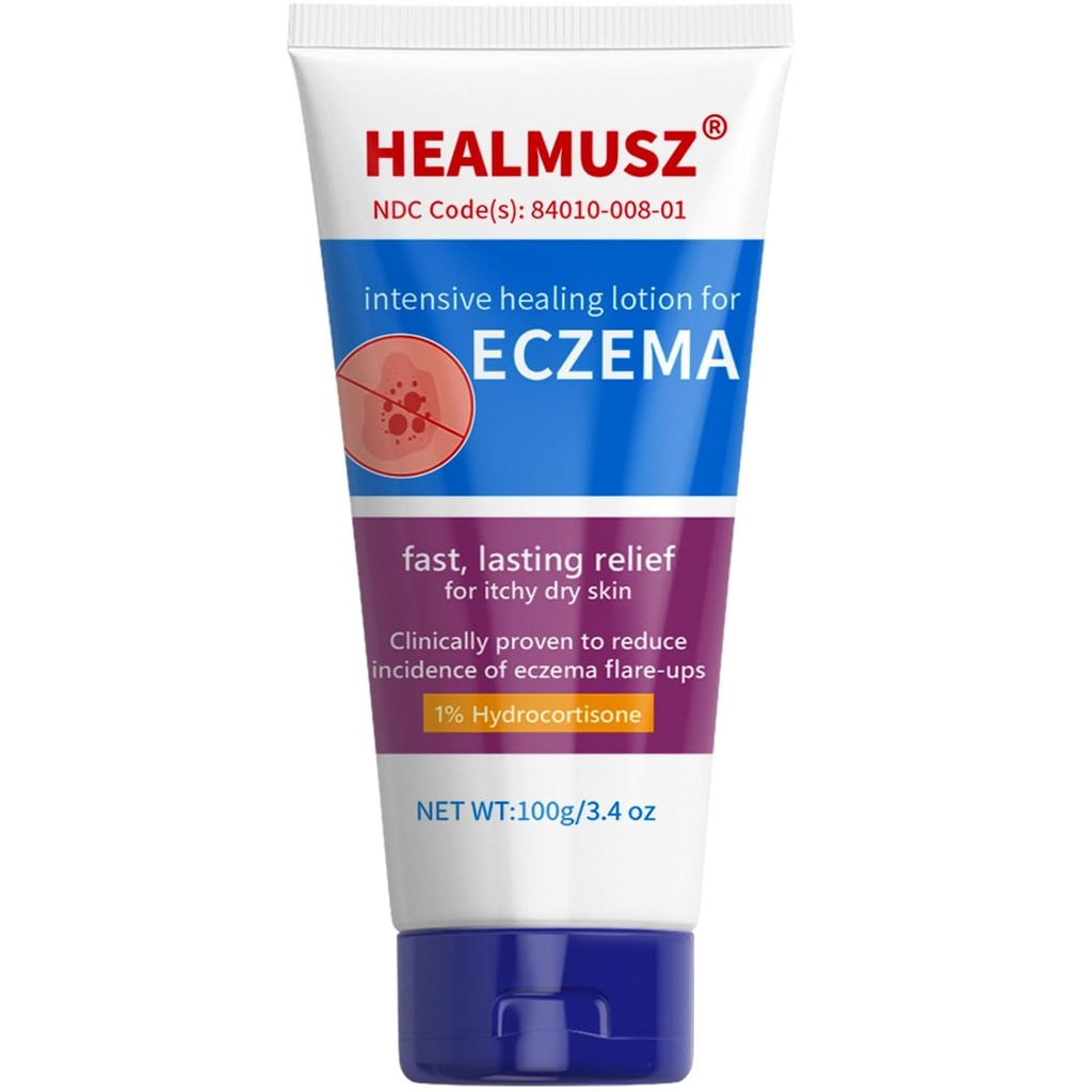 Eczema Cream, Maksimal styrke 1% Hydrocortison Relief Anti- Itch Cream Intensive Healing Lotion for Eczema- Prone & Dry Skin, Relief for Kløe, Rødme, Flaking og Irriteret