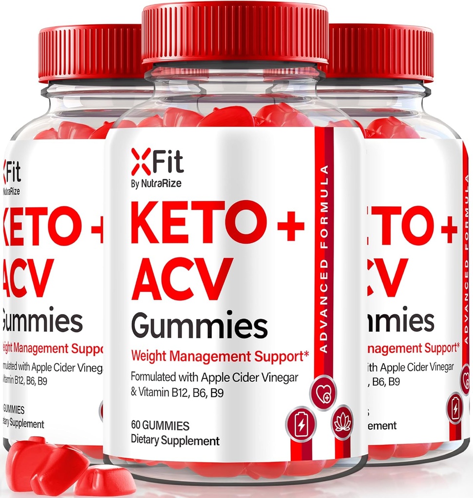 (3 Pack) Xfit Keto ACV Gumies, Official Keto + ACV Vægttab Formel, Alle naturlige Apple Cider Vingitre 1000MG, X Fit Keto Plus ACV Gummy til sundhed og fitness, Xfit ACV Keto Gomitas (180 Gummies)