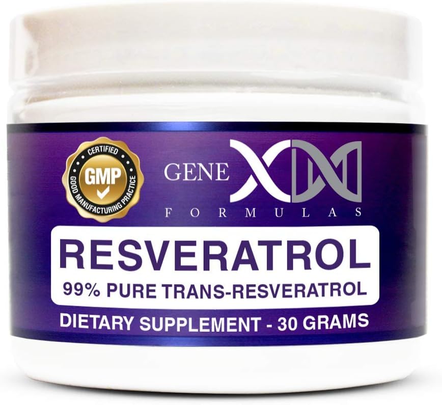 GENEX Trans Resveratrol 1000mg Powder Servering 99% Pure Mikroniseret Farmaceutisk Grad 124; 30 Serveringer / 30Grams