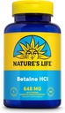 NATURE LIV Betaine HCL med pepsin - fordøjelsesmæssig sundhed formel med fordøjelsesenzymer til Gut Health Support - høj potens Saltsyre supplement, 60- dag garanti, 100 Servere, 100 kapsler