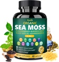 Bualle Organic Sea Moss Kapsler med Black Seed Oil, Ashwagandha, Bladderwrack, Ginger & Burdock Root - Urtekompleks til daglig wellness - 60 Kapsler (1 pakke)