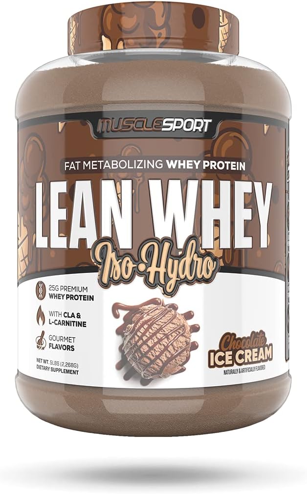 Musclesport Lean Whey Revolution ™ Protein Powder - Whey Protein Isolate - Low Calorie, Low Carb, Low Fat, Incredible Flavors - 25g Protein per Scoop - 5LB Chocolate Ice Cream