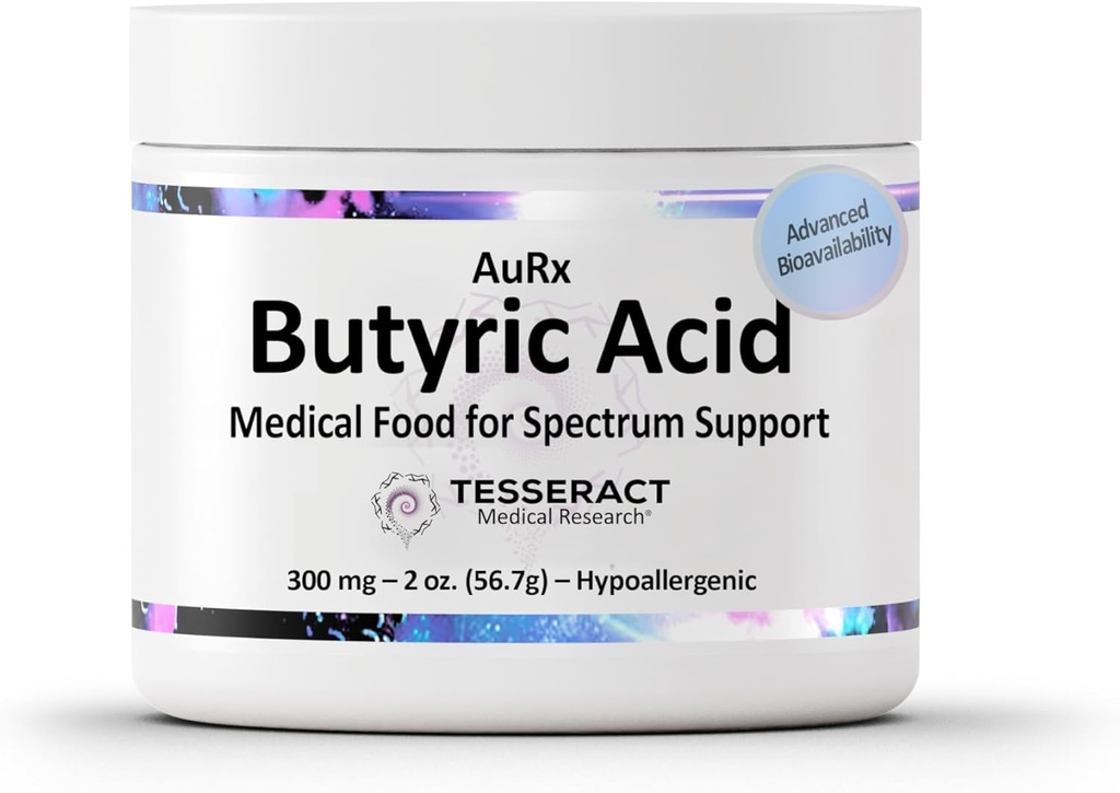 AuRx Autisme Spectrum Medical Food Powder to Support Gut Health, Stabilized Butyric Acid Supplement i en Palatable- Tasting Powder til ASD børn, Hypoallergen, 2 Ounces