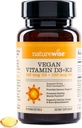 NatureWise Vegan Vitamin D3 + K2 - Organic D3 5000IE + Natural Vitamin K2 100mcg - Knoglestøtte - Høj Absorption med organisk Cold- Pressed Olivenolie - Non- GMO