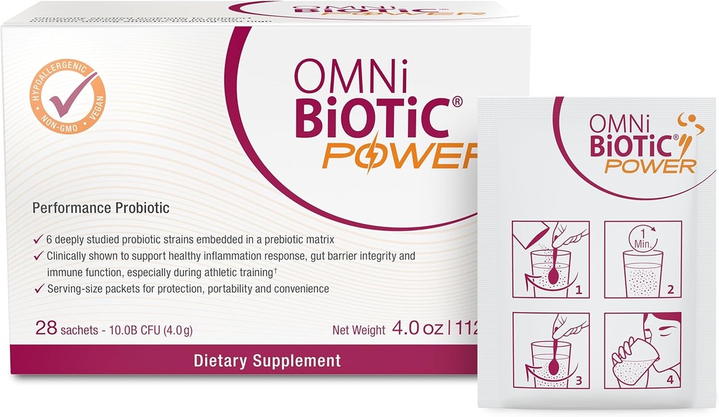 Power High Performance Daily Probiotic Supplement - Probiotisk pulver med Magnesium Citrate for en aktiv livsstil - Understøtter Gut Sundhed, Muskel Inddrivelse, og energi - Vegan, Non- GMO (30 Servere)
