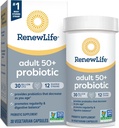Renew Life Probiotic Adult 50 Plus Probiotic Capsules, Daily Supplement Supports Urinary, Digestive and Immune Health, L. Rhamnosus GG, Dairy, Soy and gluten-free, 30 Billion CFU, 30 Count