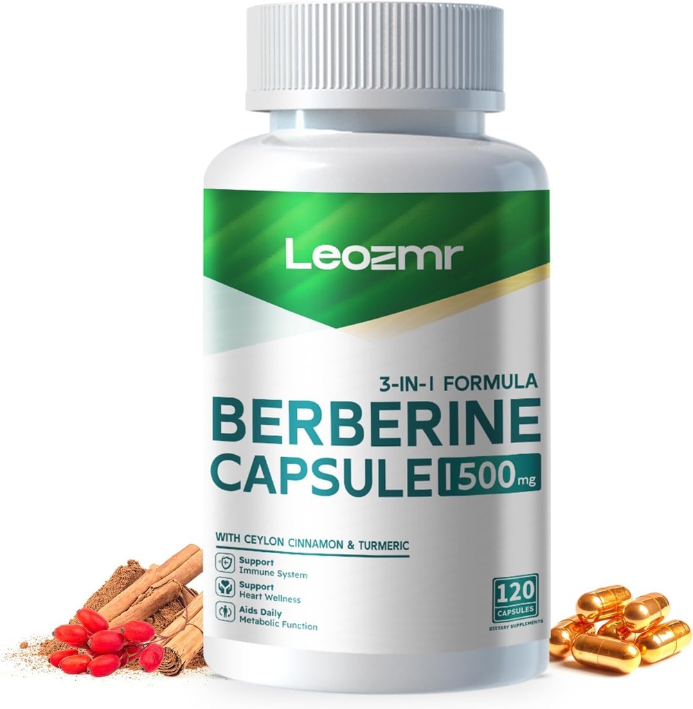 Berberine supplement - Berberine 1500mg per servering, 120 kapsler - Berberine HCI - Berberine Plus - Plus Pure True Ceylon kanel, Berberine HCI Root Kosttilskud piller