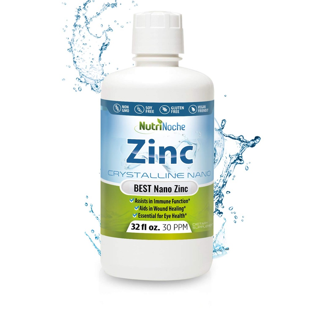 Flydende zink supplement af Nutrinoche: Organic Liquid Drops - Ionic Zink og Picolinate Alternativ - 99,99% Ultra Pure Krystallinske Nano Partikler - for voksne og børn - (32 oz)