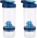 Grundlæggende Protein Shaker Flaske med mixer Ball, Cups til shakes, 20 oz, 2-Pack, Blå, 11.8x9x23 cm