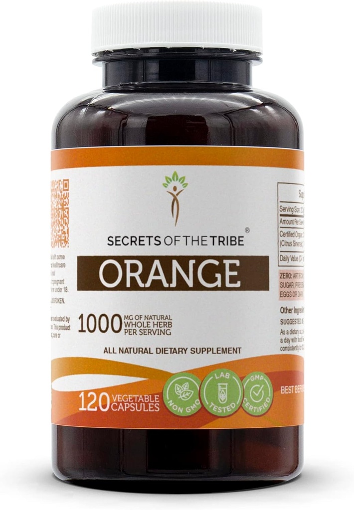 Hemmeligheder for Tribe Orange 120 Kapsler, 1000 mg, Orange (Citrus Sinensis) Tørret Peel (120 Kapsler)