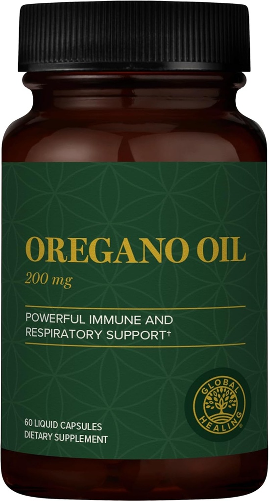 Global Healing Center - Oregano Oil Capsules med økologiske ingredienser & Cayenne Pepper Extract, Oregano Capsules for Immunsystem Support, Respiratory Health, fordøjelse, Gas & Gut Wellness (60 Greve)