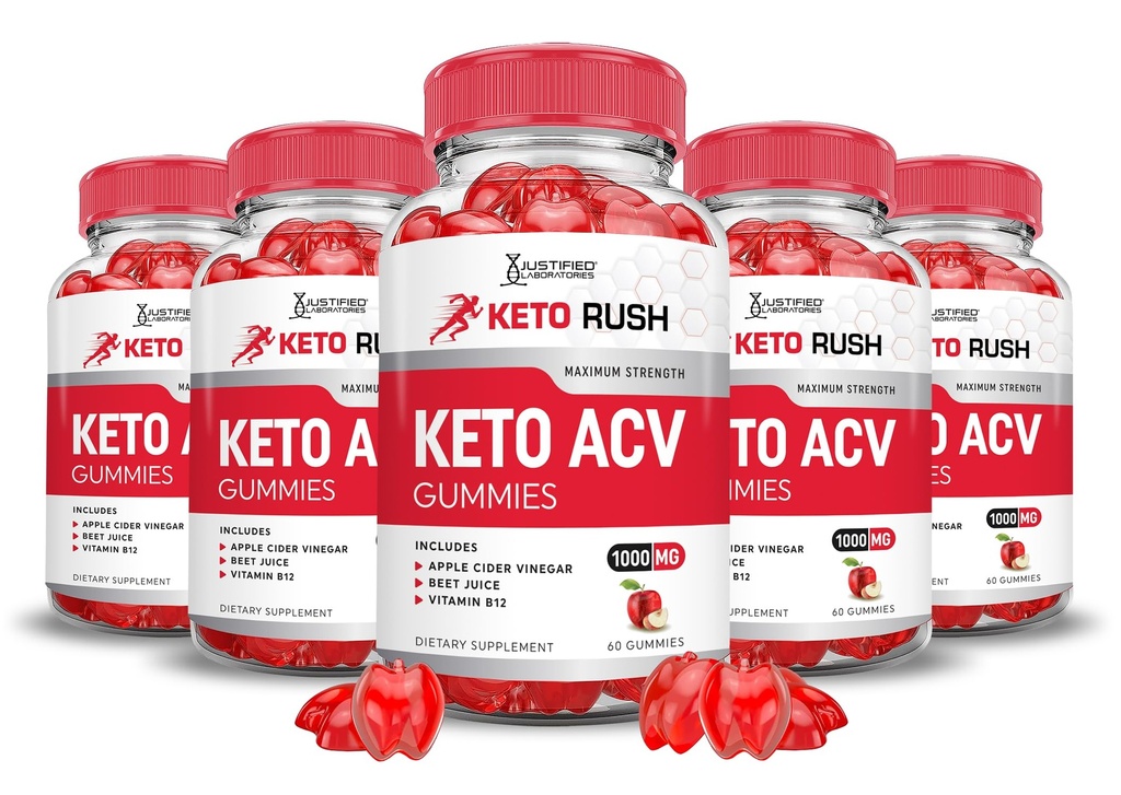 (5 Pack) Keto Rush Keto ACV Gummies Advanced Formel 1000MG Keto Rush Keto Gummies Apple Cider Vinegar Boost Formuleret med Pomegranate Beet Juice Powder B12 Vegan Non GMO 300 Gummys