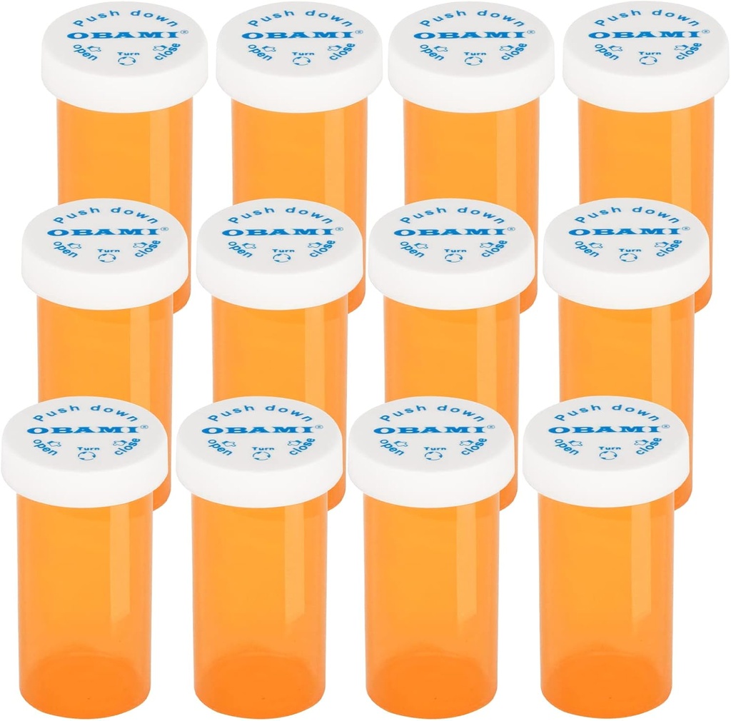 Plastic Medicine Pill Flasker med Child Resistent Caps - Push Down and Turn - Reception Hætteglas, Medicin Container, Pill Cases Dispenser Arrangører (12pcs, 30 Dram)