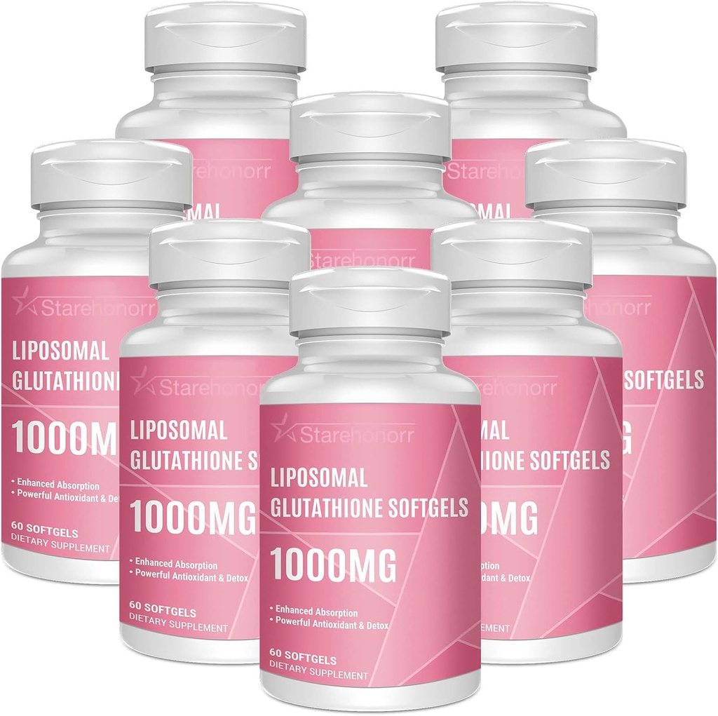 Liposomal Glutathione Softgels 1500MG, Reduceret Glutathion tillæg med C-vitamin, Bedre Absorption, Non- GMO Kraftig antioxidant til sund aldring, Detox, immunsundhed, 480 Softgels