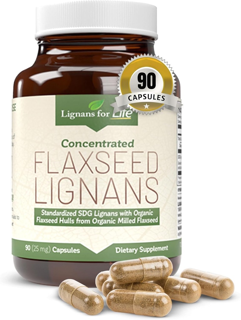 Lignans For Life Flaxseed and SDG - Omega 3 Fedtsyrer, Fiber Antioxidanter - Hjælper forbedre skinnende Coat, fordøjelse og hjerte sundhed, 25mg, 90 kapsler, 1 pakke