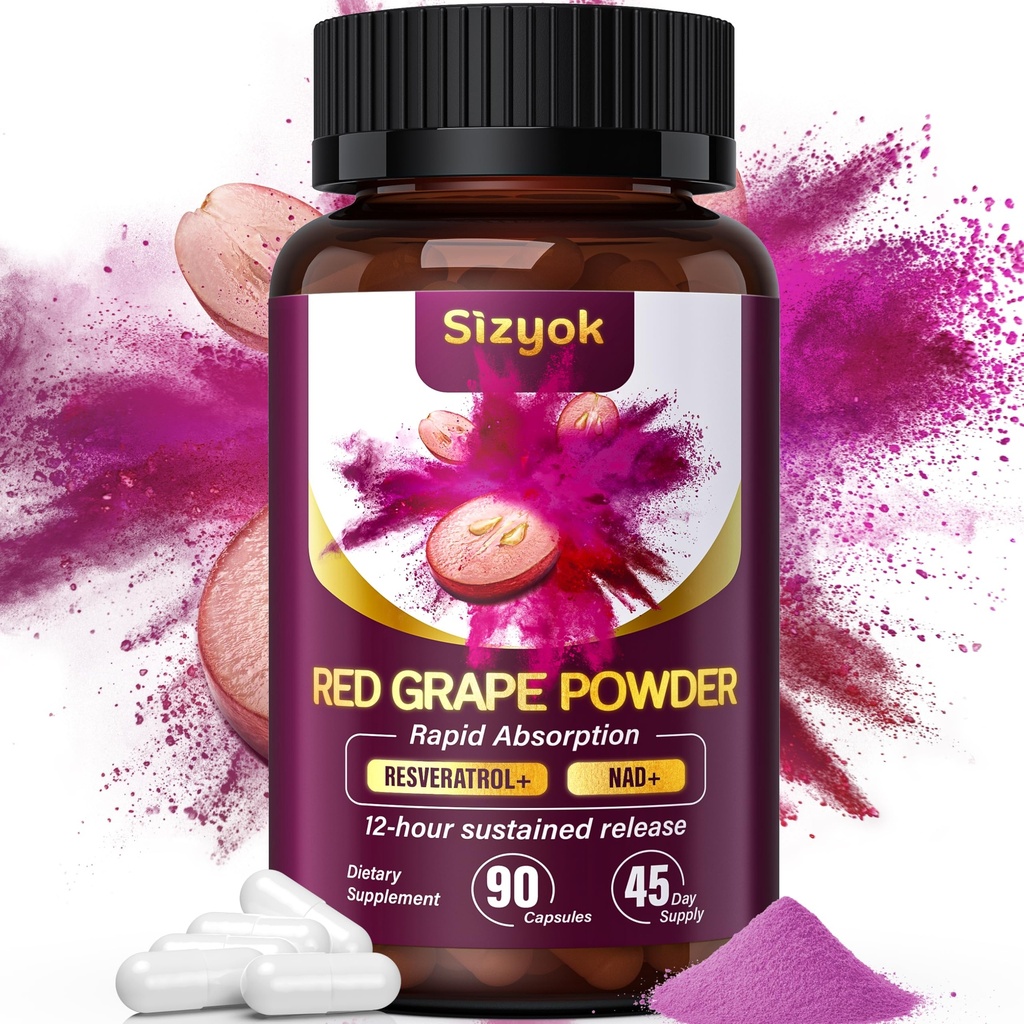 Piceid Resveratrol Supplement og NAD + Cell Regenerator, nitrogenoxid Supplement, Support Heart Health, Blood Flow, Cellular Energy Production & Metabolisme, Red Grape Powder, 45 Day Supply