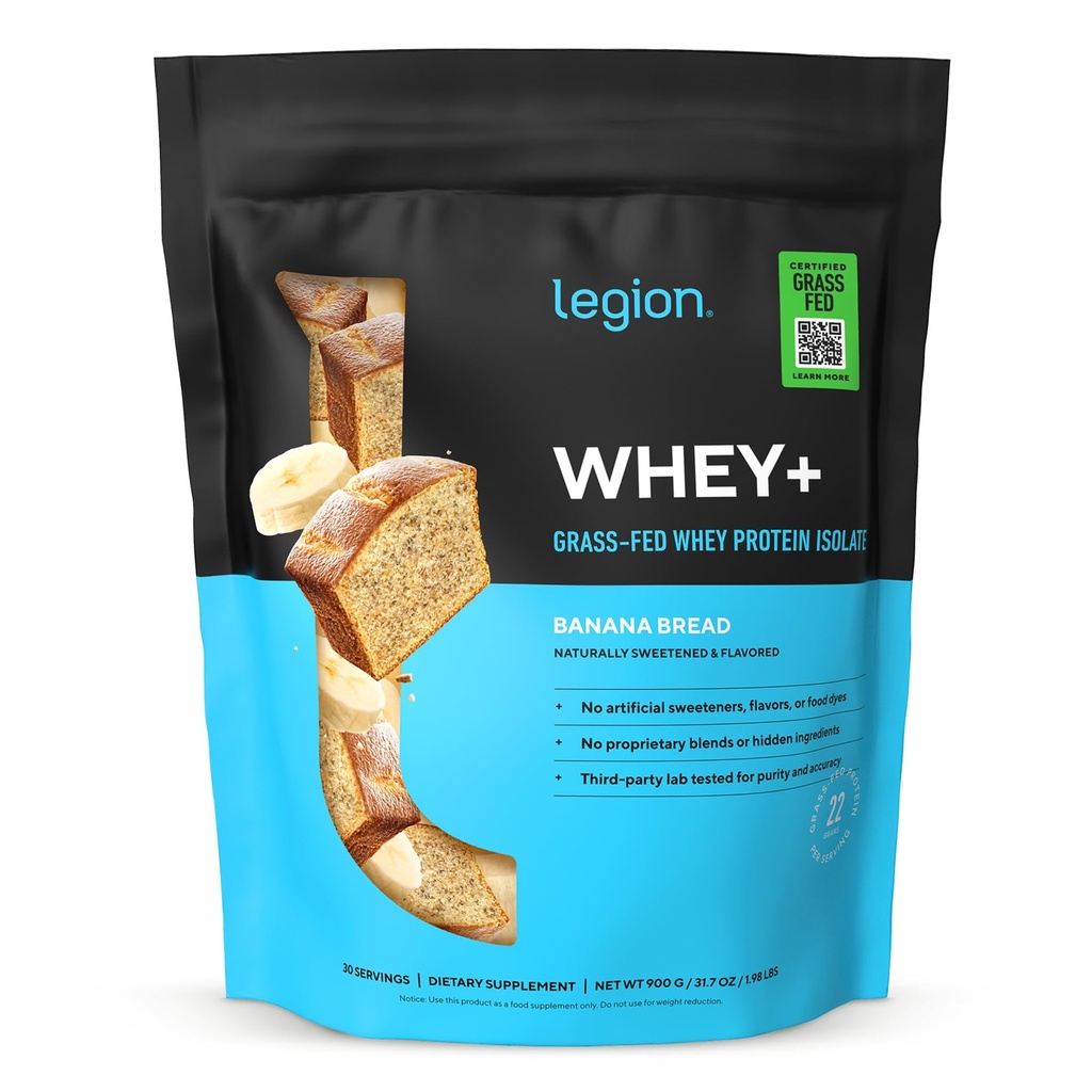 LEGION Whey + Protein valle Isolate from Grass Fed Cowes - Whey Protein Isolate Powder Low Calorie, Non- GMO, Sugar Free, Lactose and Gluten Free, All Natural Protein Powder for Men & Women (30 Servere)