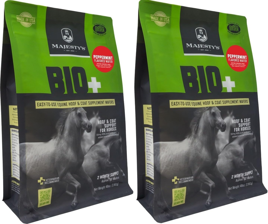 Majestætens pebermynte Flavored Biotin Wafers - Superior Horse / Equine Hoof og Coat Support - kobber, zink, lysin, methionin