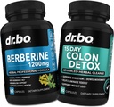 Berberine supplement & Colon Cleanser Detox - Berberine HCL supplement kapsler & 15 dag Intestinal Rengøring piller & probiotika - Premium HCL tarm bevægelse Kosttilskud til Mave Bloating
