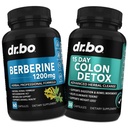 DR. BO Berberine Supplement & Colon Cleanser Detox - Berberine HCL Supplement Capsules & 15 Day Intestinal Cleanse Pills & Probiotic - Premium HCL Bowel Movement Supplements for Stomach Bloating