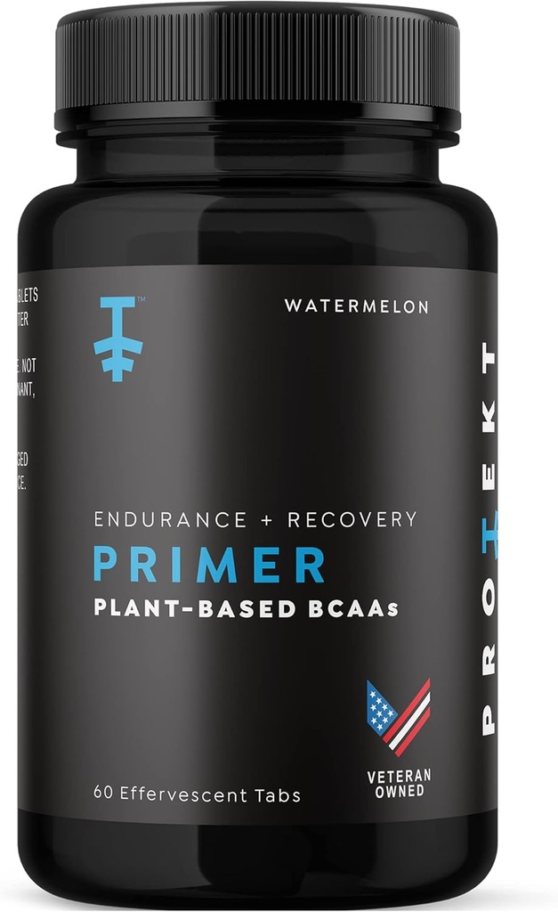 Protekt Primer - Plant-Based BCAA Supplement with Vitamin C - 60 Effervescent Tablets - Vegan BCAA - Watermelon Flavor - Maximum Absorption for Optimal Performance and Faster Recovery