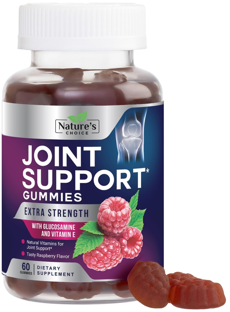 Fælles støtte Gummies ekstra styrke Glucosamin Gummy tillæg med E-vitamin - Naturlig brusk & fælles sundhed & fleksibilitet support, bedste støtte Glucosamin Chew for mænd og kvinder - 60 Gummies