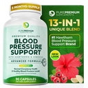 PurePremium blodtrykstillæg med Hawthorn Berry, Hibiscus, hvidløg og vitamin B12 - nitrogenoxid tillæg for normal hjerte sundhed, cirkulering sundhed & blodtryksstøtte - 90ct