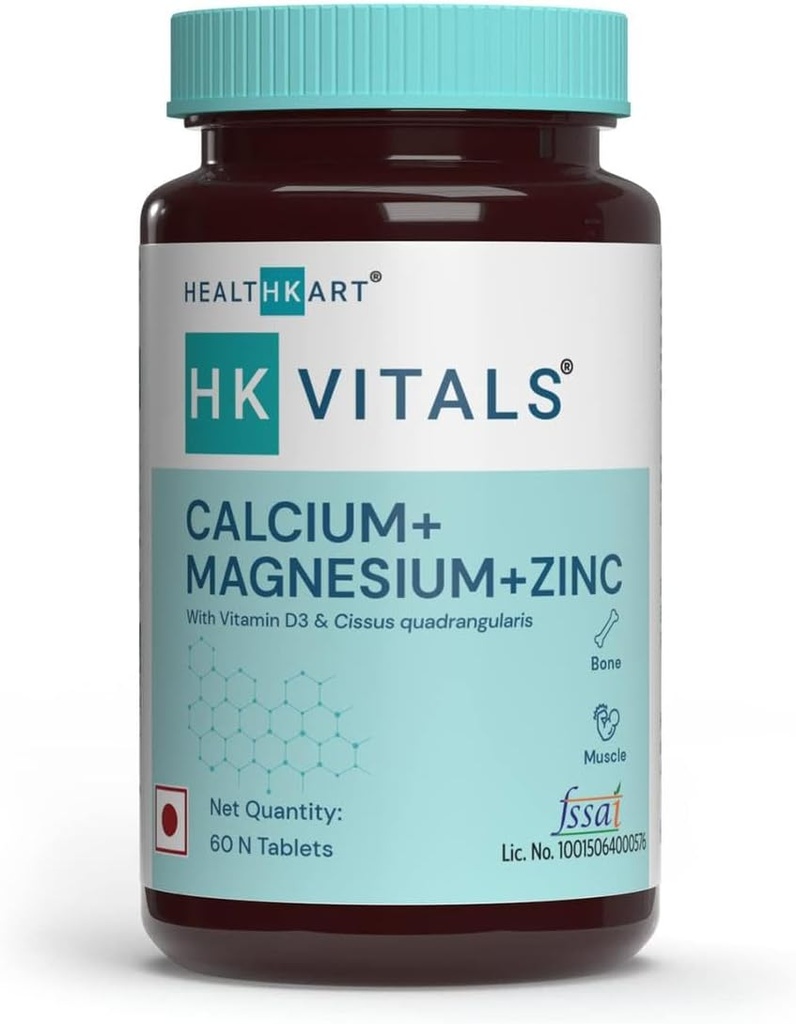 Calcium Magnesium & Zinktabletter med D3- vitamin, kalciumtilskud til kvinder og mænd, til knoglerelateret og fælles støtte, 60 Calciumtabletter med 124; pakning med - 4, 240 tabletter