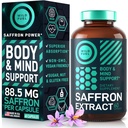 Saffron Kosttilskud til kvinder og mænd - 88.5mg Pure Saffron Extract - Antioxidant, Eye Health, Energy Support and Mood Booster - Vegan, Made in USA, 60 Kapsler Én gang dagligt