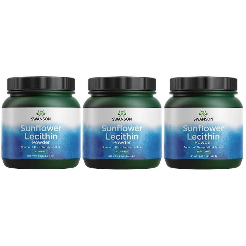 Swanson Solsikke Lecithin Hjerne Sundhed Nervesystemet Støtte Non- GMO Soy- Free Vegetarian 16 oz (1lb) 454 gram Pulver (3 Pack)