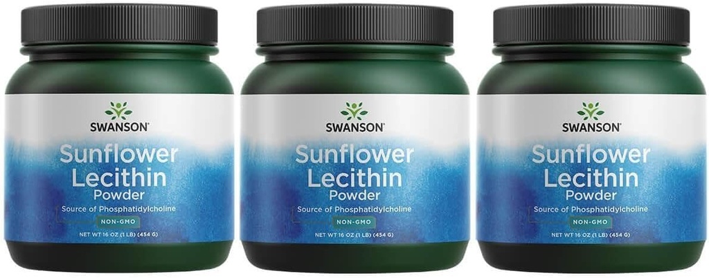 Swanson Solsikke Lecithin Hjerne Sundhed Nervesystemet Støtte Non- GMO Soy- Free Vegetarian 16 oz (1lb) 454 gram Pulver (3 Pack)