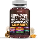 NEW AGE Mushroom Lions Mane Supplement Gummies - Mushroom Supplement med Reishi, Cordyceps - 60 Greve