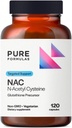 PureFormulas N- Acetyl- L- Cystein - NAC supplement Kapsler 900mg NAC, Antioxidant Glutathione Precursor - Detox + Workout Inddrivelse, og immunforsvar - Non- GMO + Vegetarisk supplement -120 Kapsler
