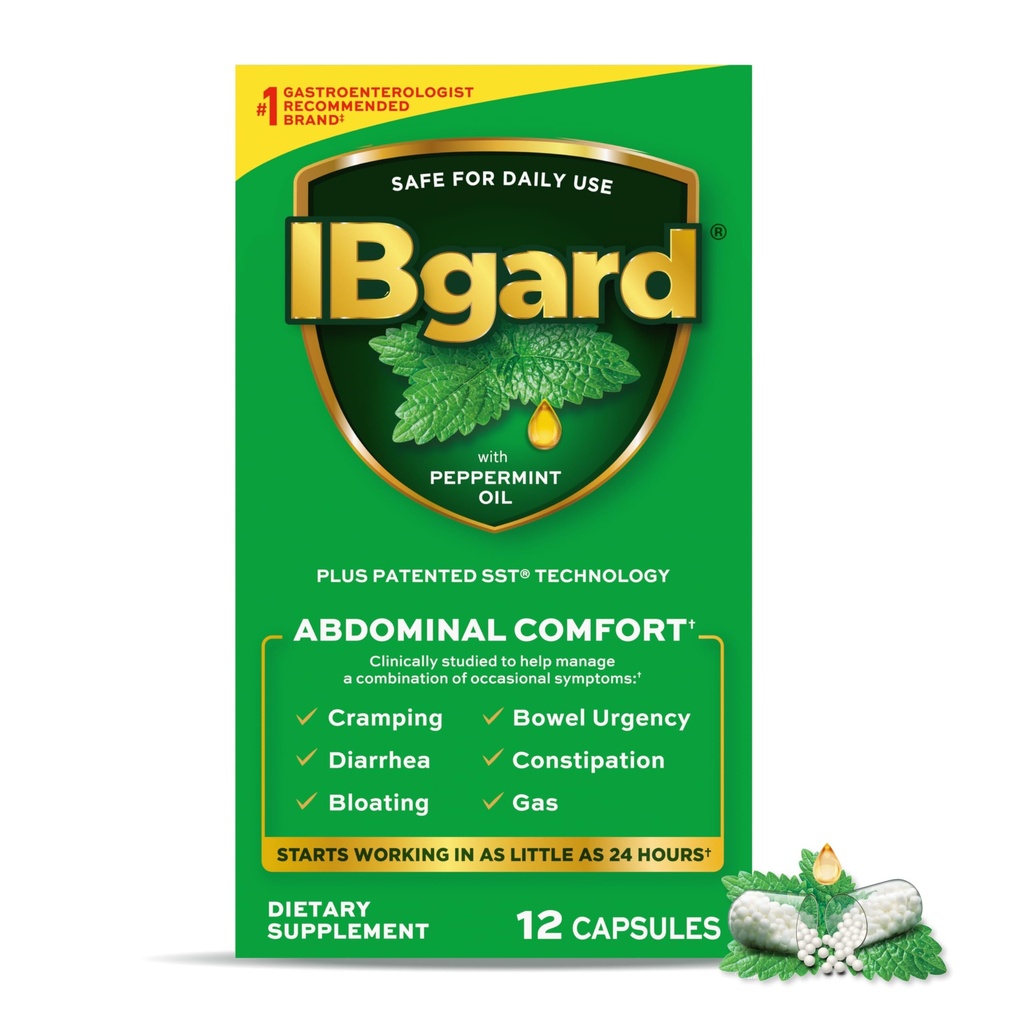 IBgard Gut Health Supplement, Pebermynte Oil Kapsler til abdominal Comfort, 12 Kapsler